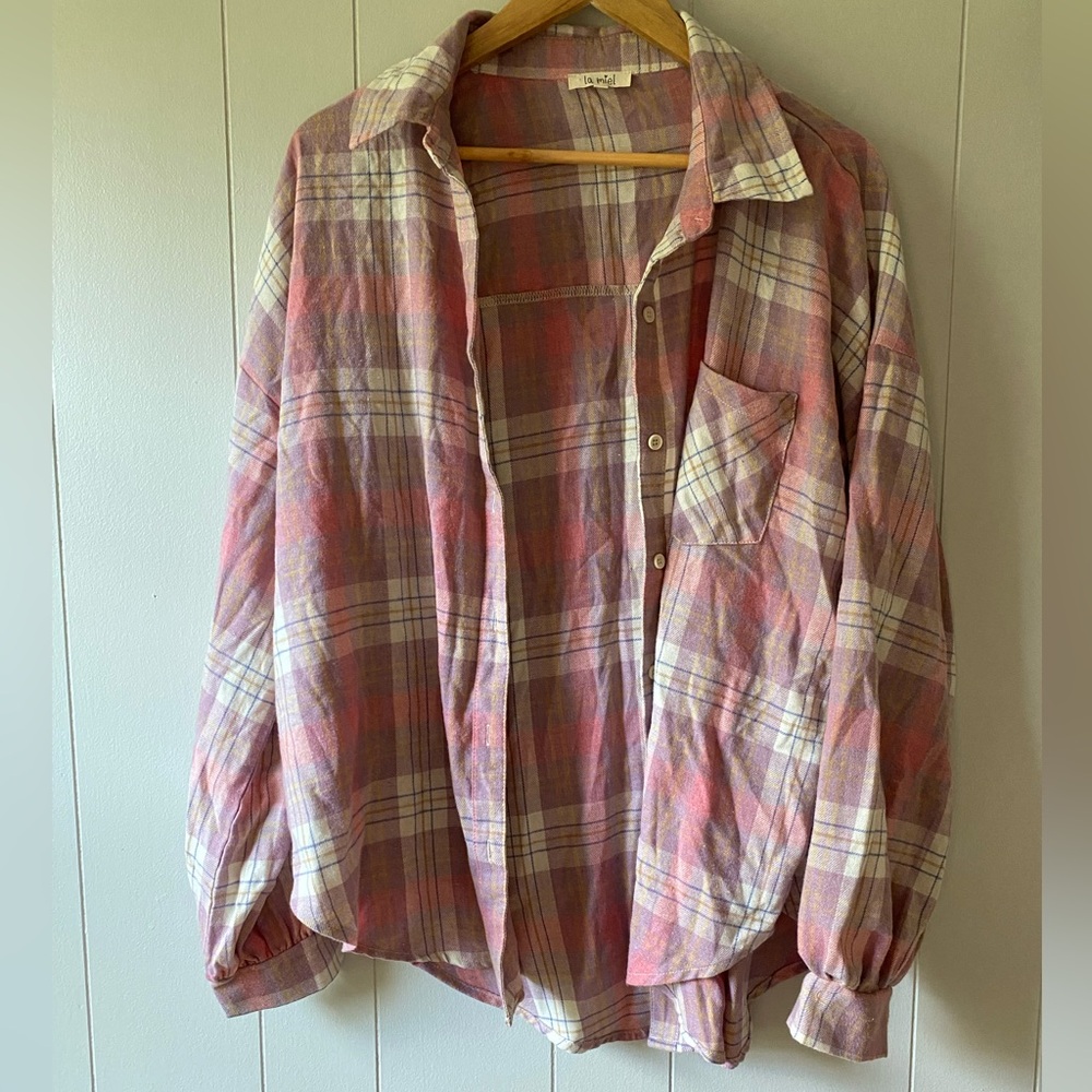 La Miel plaid oversized shacket. Size medium